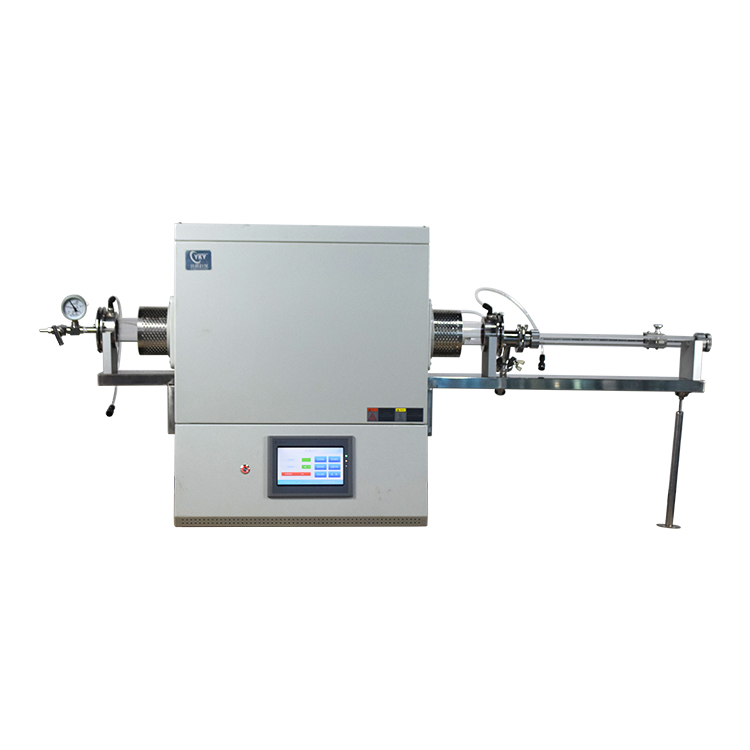 Double temperature tube furnace with magnetic push rod