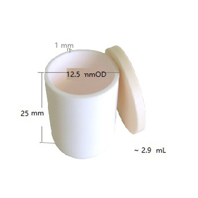 Alumina Crucible: High Purity 12.5 dia. x 25 H mm (2.9 mL) Cylindrical with Lid