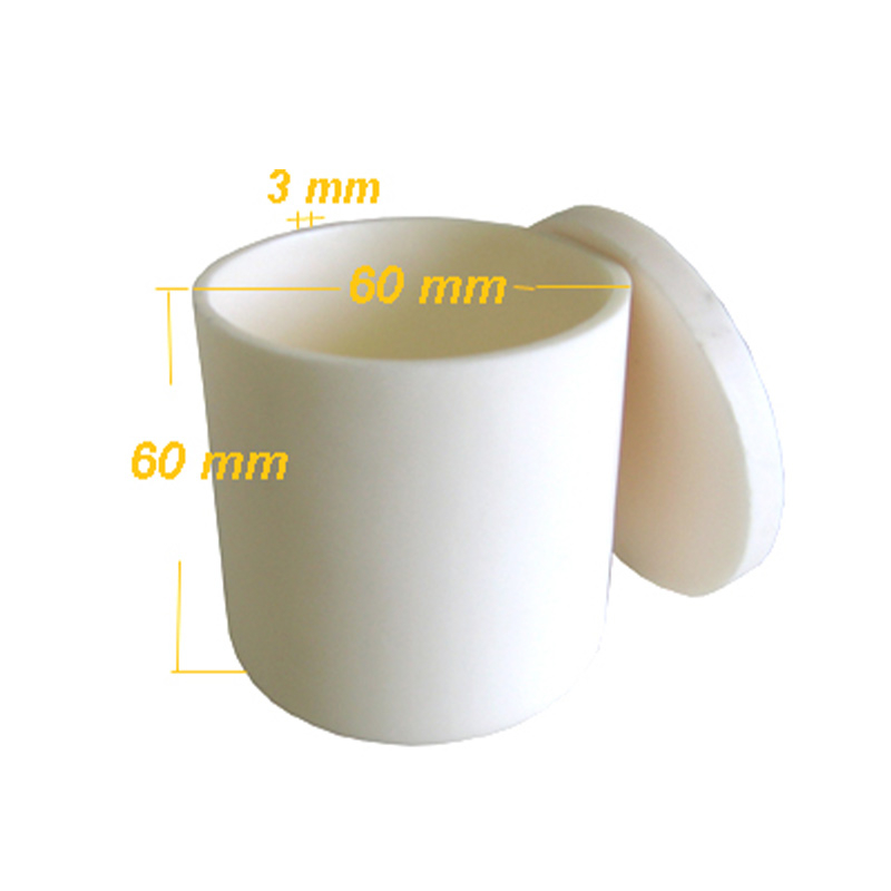 Alumina Crucible: High Purity 60 dia. x 60 H mm (140 ml) Cylindrical with Covering Lid