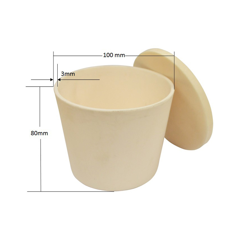 Alumina Crucible: High Purity 100 dia. x 80 H mm (530 ml ) Cylindrical with Covering Lid