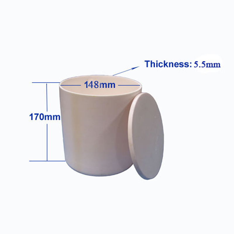 Alumina Crucible: High Purity 148 dia. x 170 H mm (3 Liters) Cylindrical with Cover